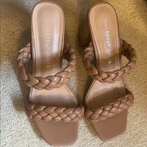 Sincerely Jules Tan Braided Heels
